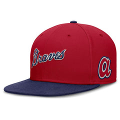 Atlanta Braves Cooperstown Two-Tone Dri-FIT Round Bill True Fitted Hat - Red | Nike
