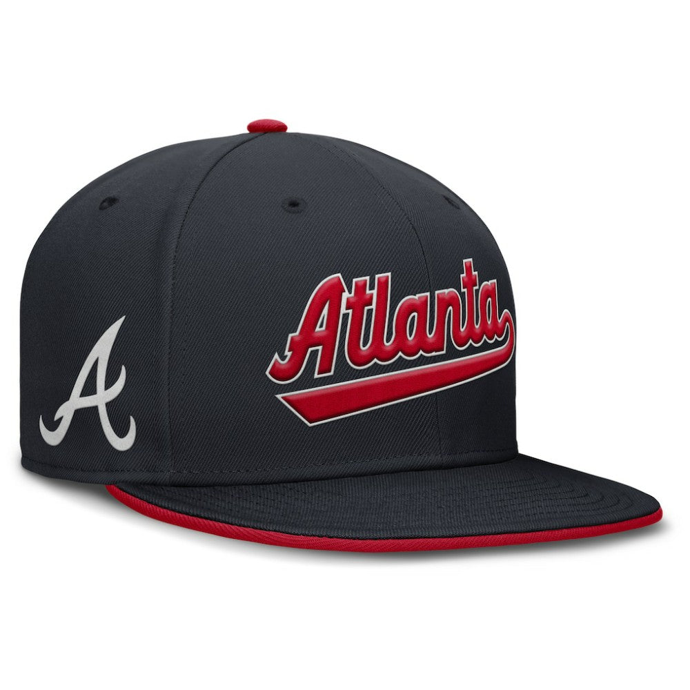 Atlanta Braves Primetime Dri-FIT Round Bill True Fitted Hat - Navy | Nike