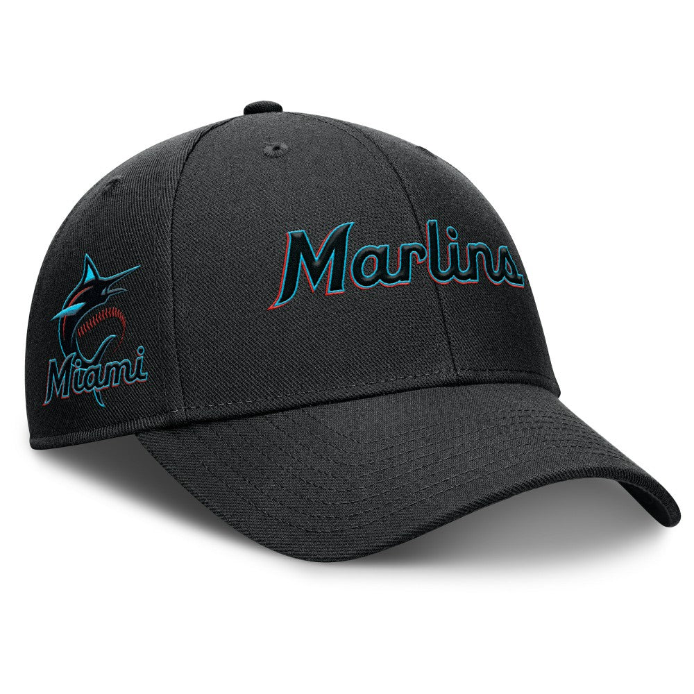 Miami Marlins Rise Gaberdine Adjustable Hat - Black | Nike