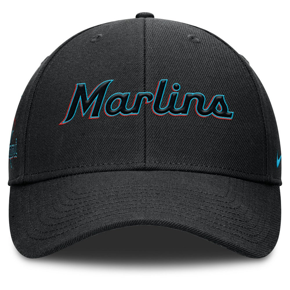 Miami Marlins Rise Gaberdine Adjustable Hat - Black | Nike