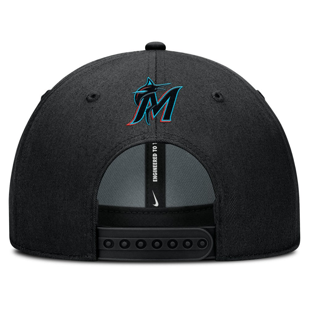 Miami Marlins Rise Gaberdine Adjustable Hat - Black | Nike