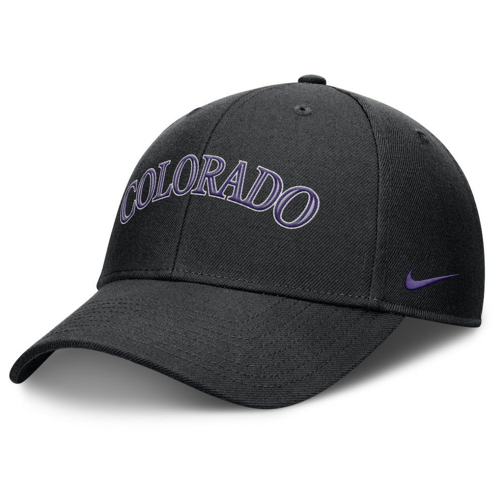 Colorado Rockies Rise Gaberdine Adjustable Hat - Black | Nike