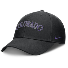 Colorado Rockies Rise Gaberdine Adjustable Hat - Black | Nike
