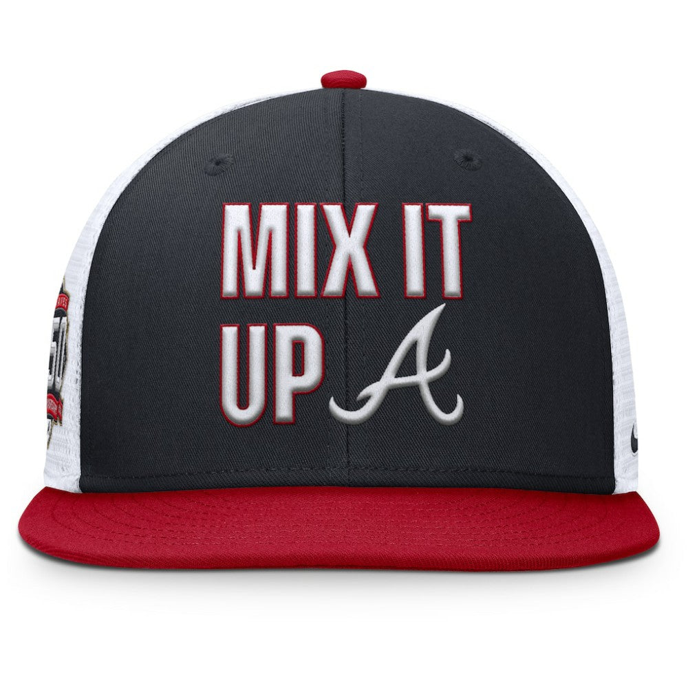 Atlanta Braves Pro Performance Trucker Snapback Hat - Navy/Red | Nike