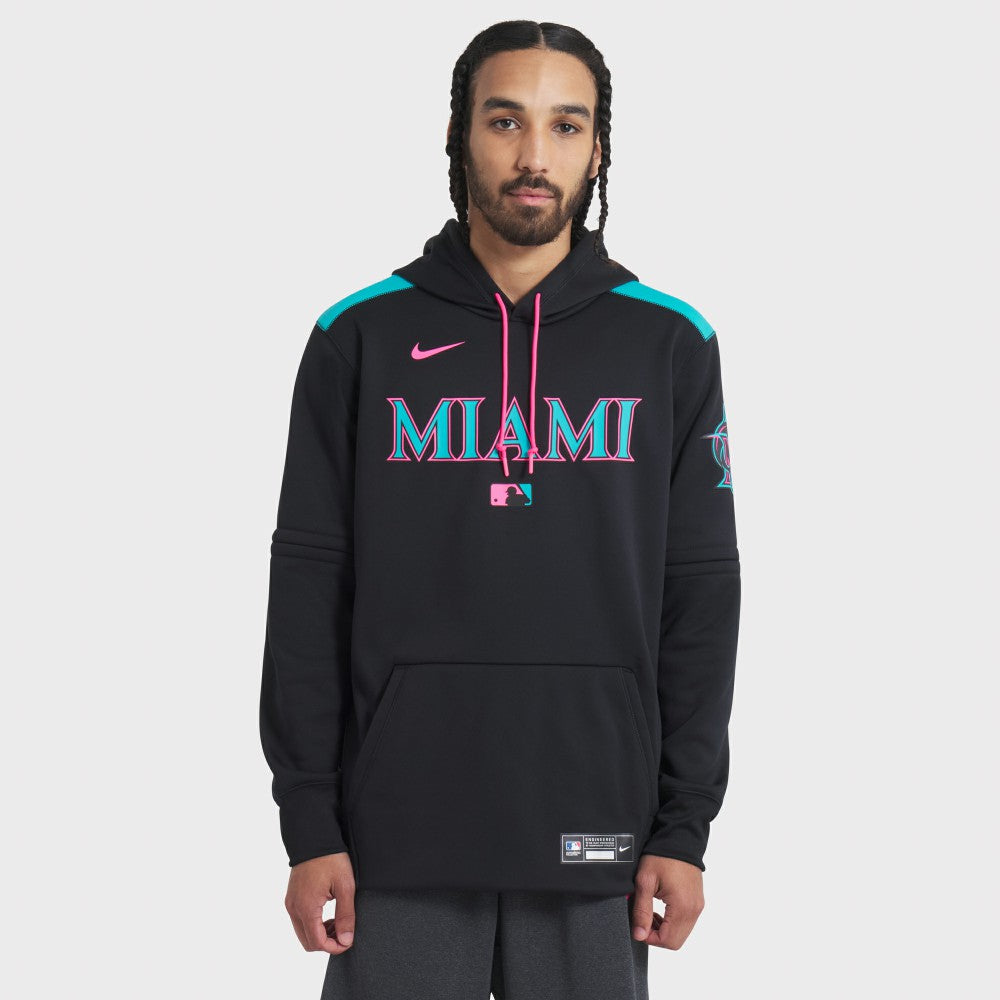 Miami Marlins 2025 City Connect Authentic Collection Therma Pullover Hoodie - Black | Nike