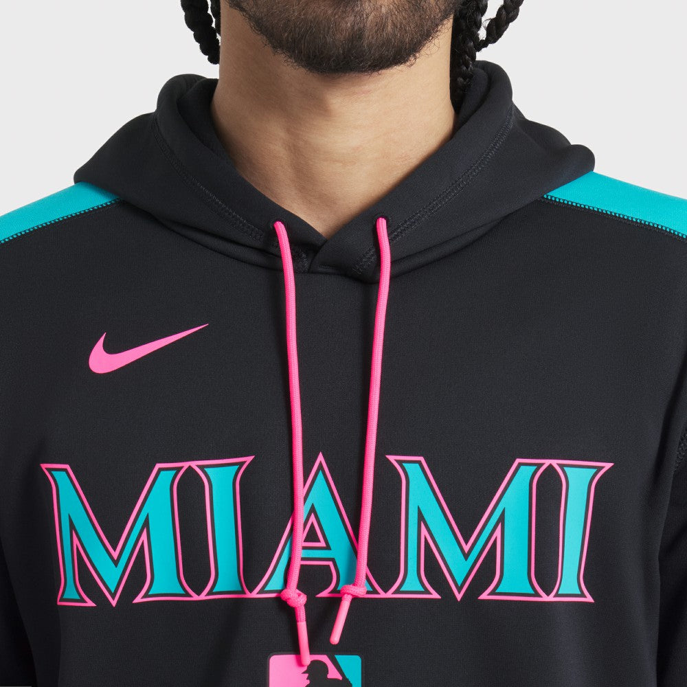 Miami Marlins 2025 City Connect Authentic Collection Therma Pullover Hoodie - Black | Nike