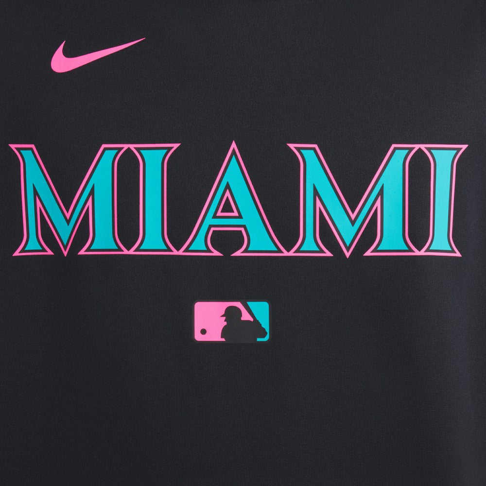 Miami Marlins 2025 City Connect Authentic Collection Therma Pullover Hoodie - Black | Nike