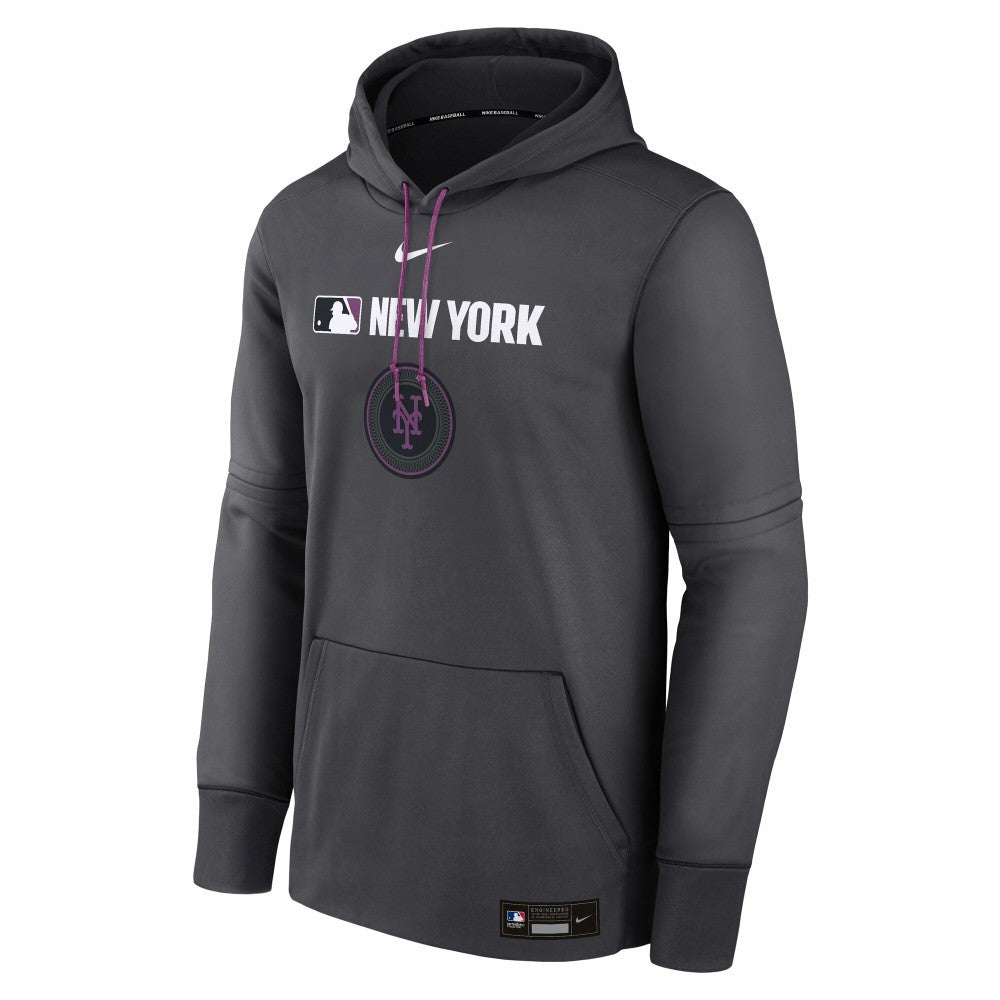 New York Mets Authentic Collection City Connect Therma Pullover Hoodie - Anthracite | Nike