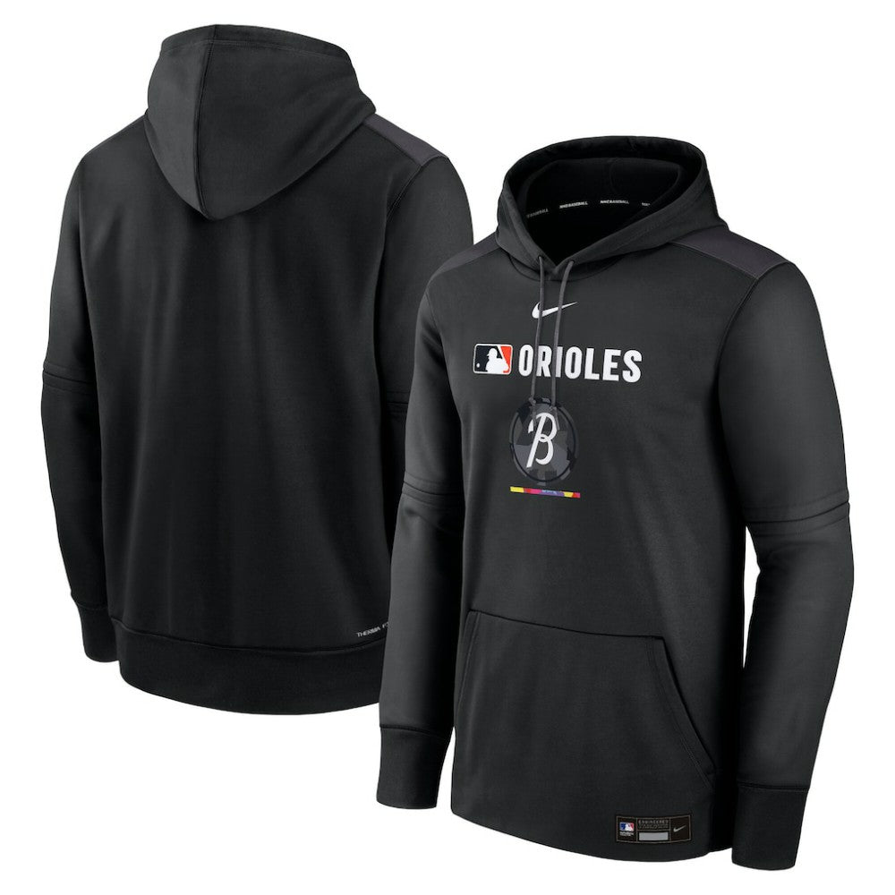 Baltimore Orioles Authentic Collection City Connect Therma Pullover Hoodie - Black | Nike