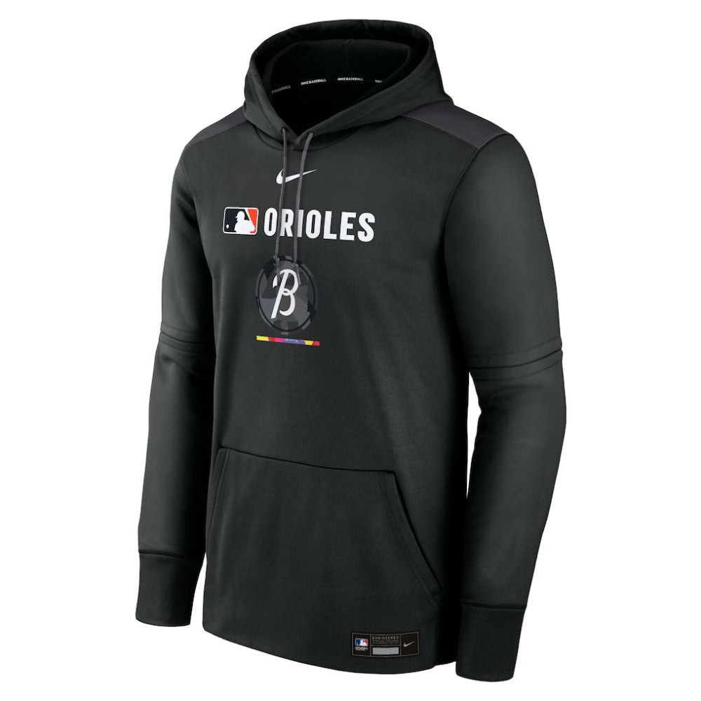 Baltimore Orioles Authentic Collection City Connect Therma Pullover Hoodie - Black | Nike