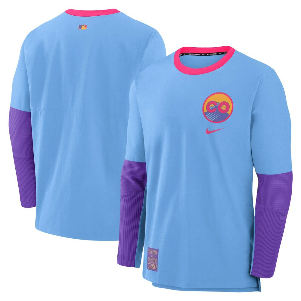 Colorado Rockies 2025 City Connect Authentic Collection Player Dri-FIT Lightweight Pullover - Light Blue | Nike