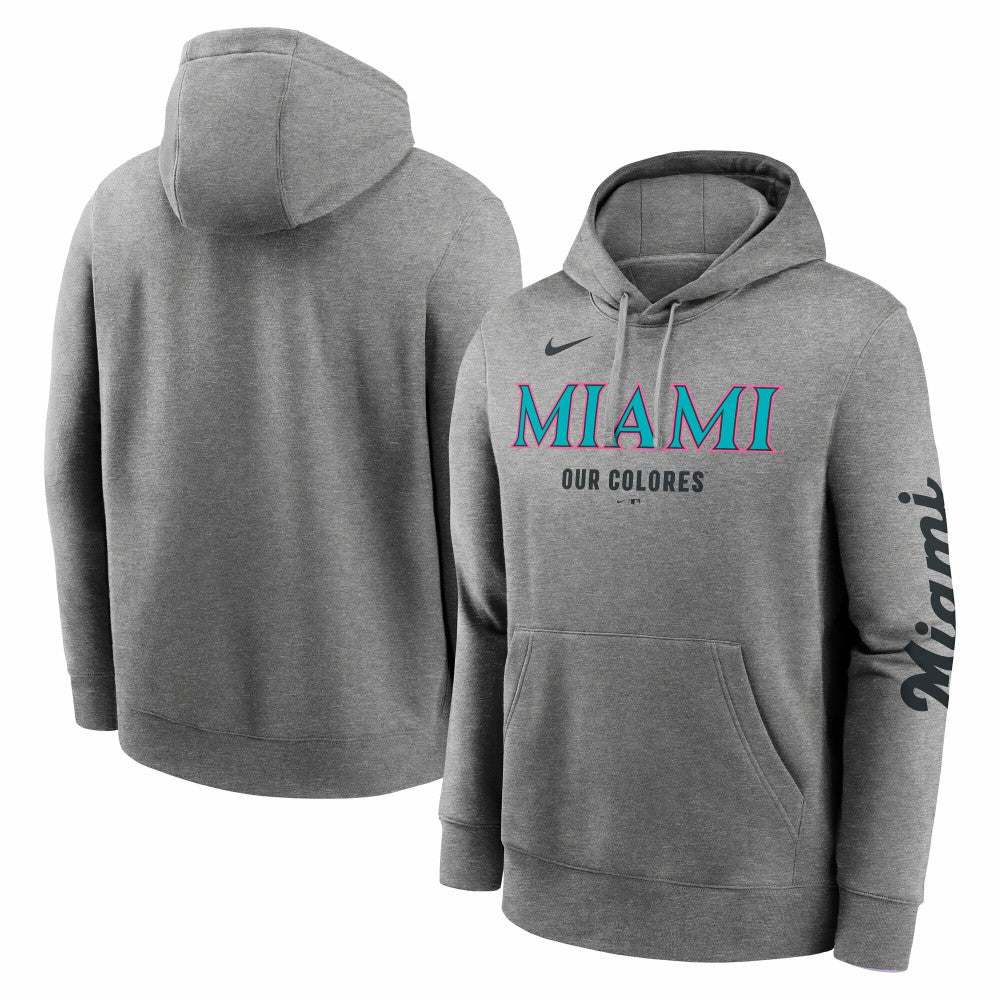 Miami Marlins City Connect Club Hoodie - Heather Charcoal | Nike