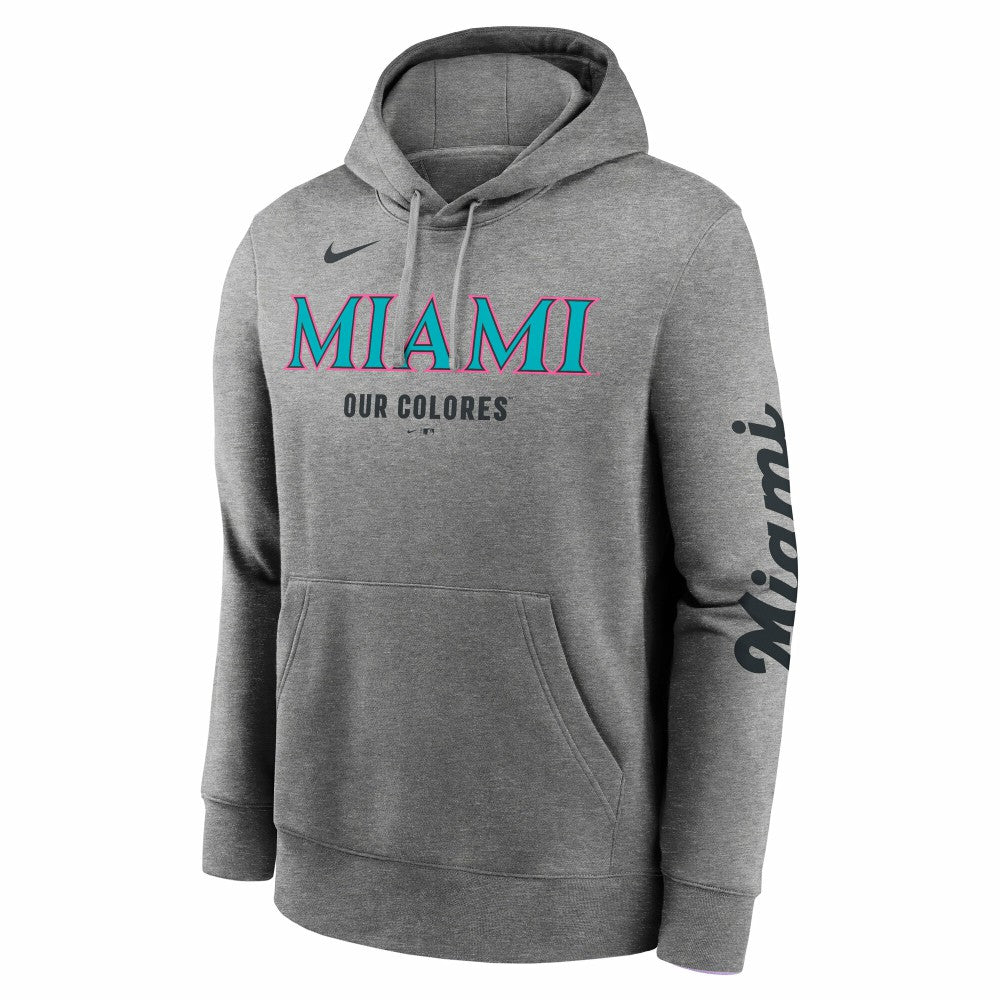 Miami Marlins City Connect Club Hoodie - Heather Charcoal | Nike