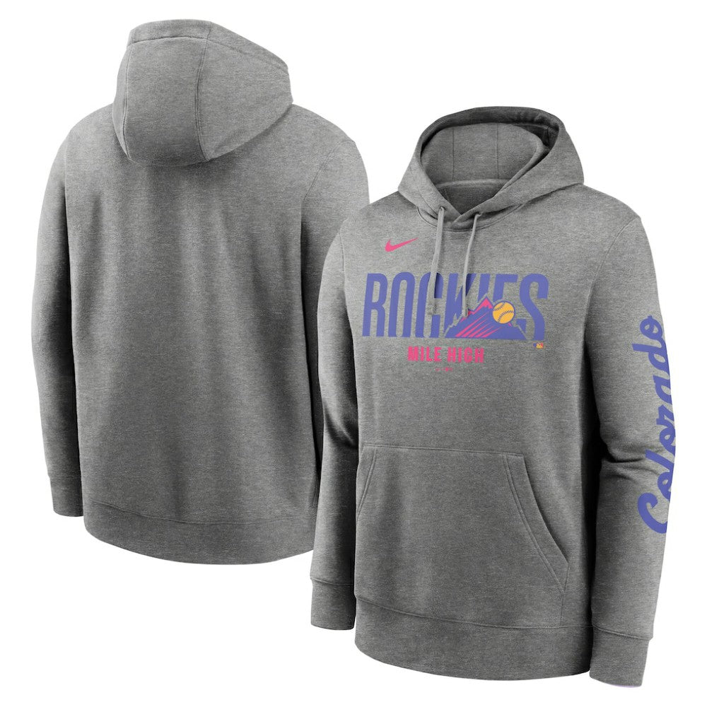Colorado Rockies 2025 City Connect French Terry Club Fleece Pullover Hoodie - Heather Charcoal | Nike