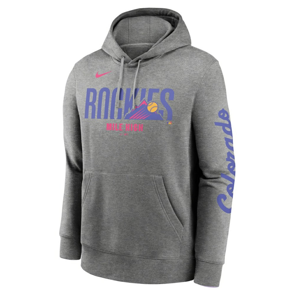 Colorado Rockies 2025 City Connect French Terry Club Fleece Pullover Hoodie - Heather Charcoal | Nike