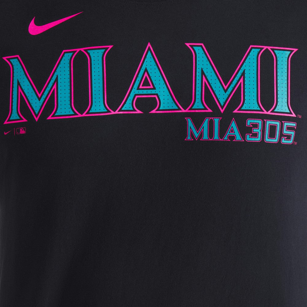 Miami Marlins City Connect Wordmark T-Shirt - Black | Nike