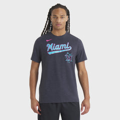 Miami Marlins City Connect Script Tri-Blend T-Shirt - Heather Black | Nike