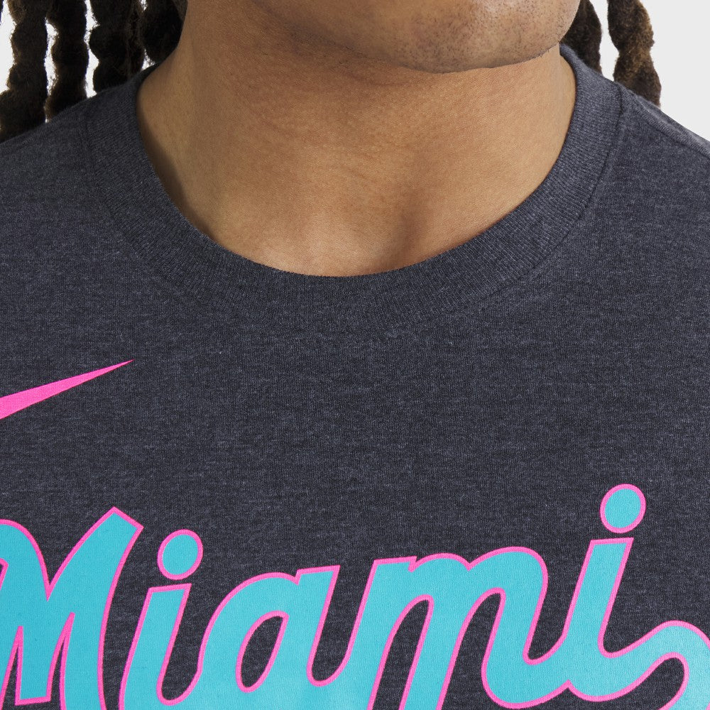 Miami Marlins City Connect Script Tri-Blend T-Shirt - Heather Black | Nike