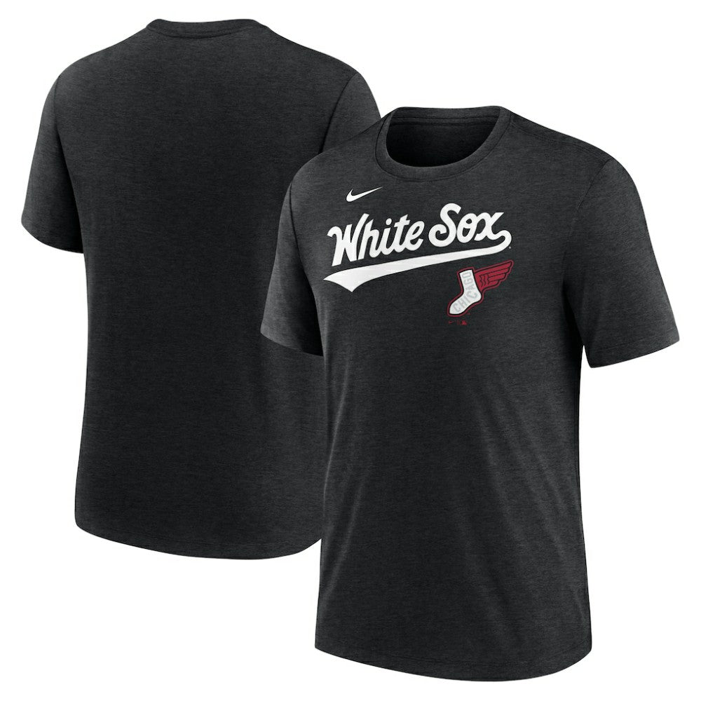 Chicago White Sox City Connect Script Tri-Blend T-Shirt - Heather Black | Nike