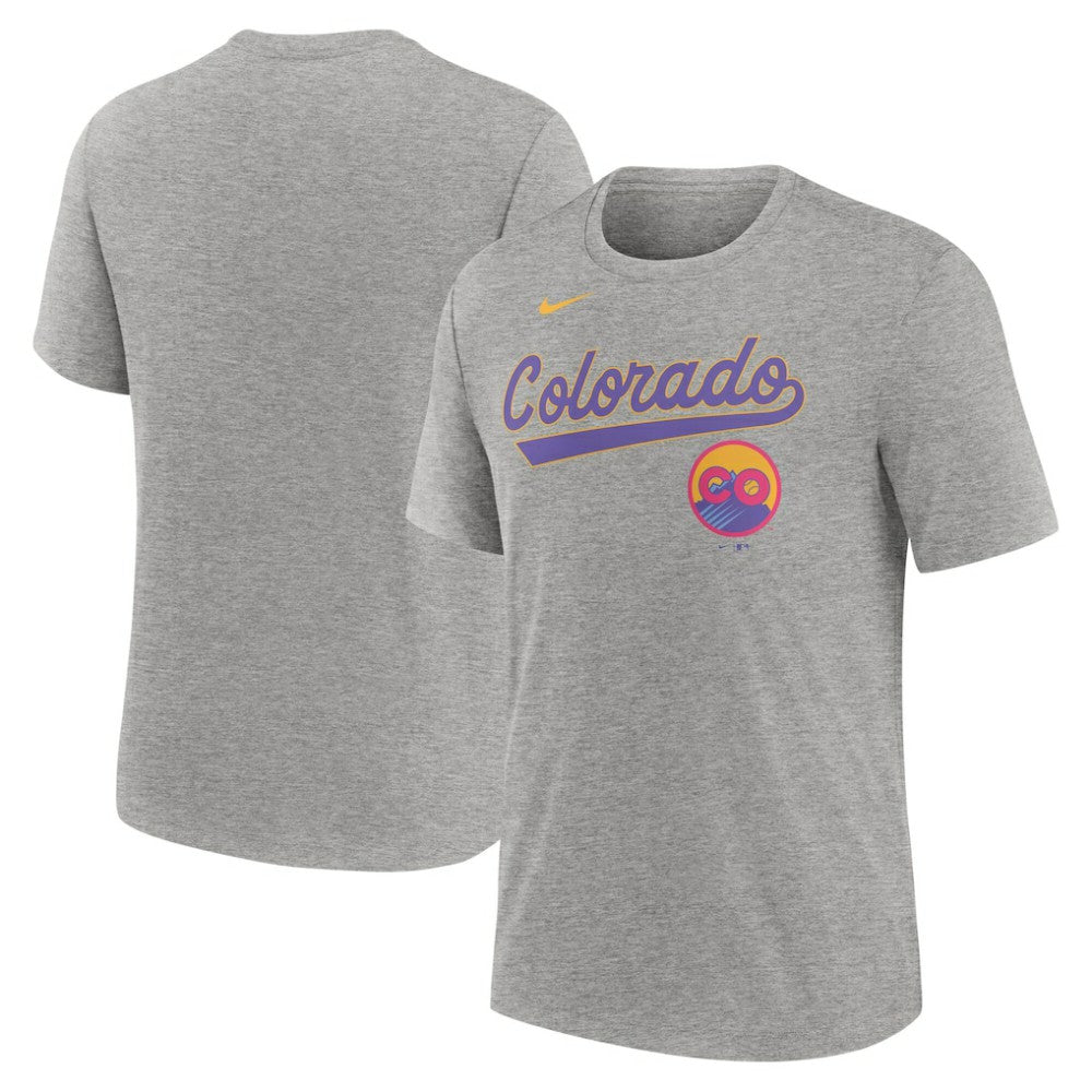 Colorado Rockies City Connect Script Tri-Blend T-Shirt - Heather Charcoal | Nike