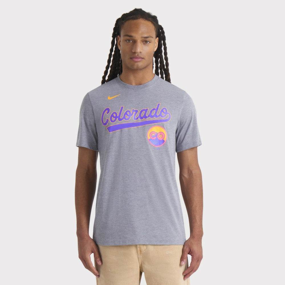 Colorado Rockies City Connect Script Tri-Blend T-Shirt - Heather Charcoal | Nike