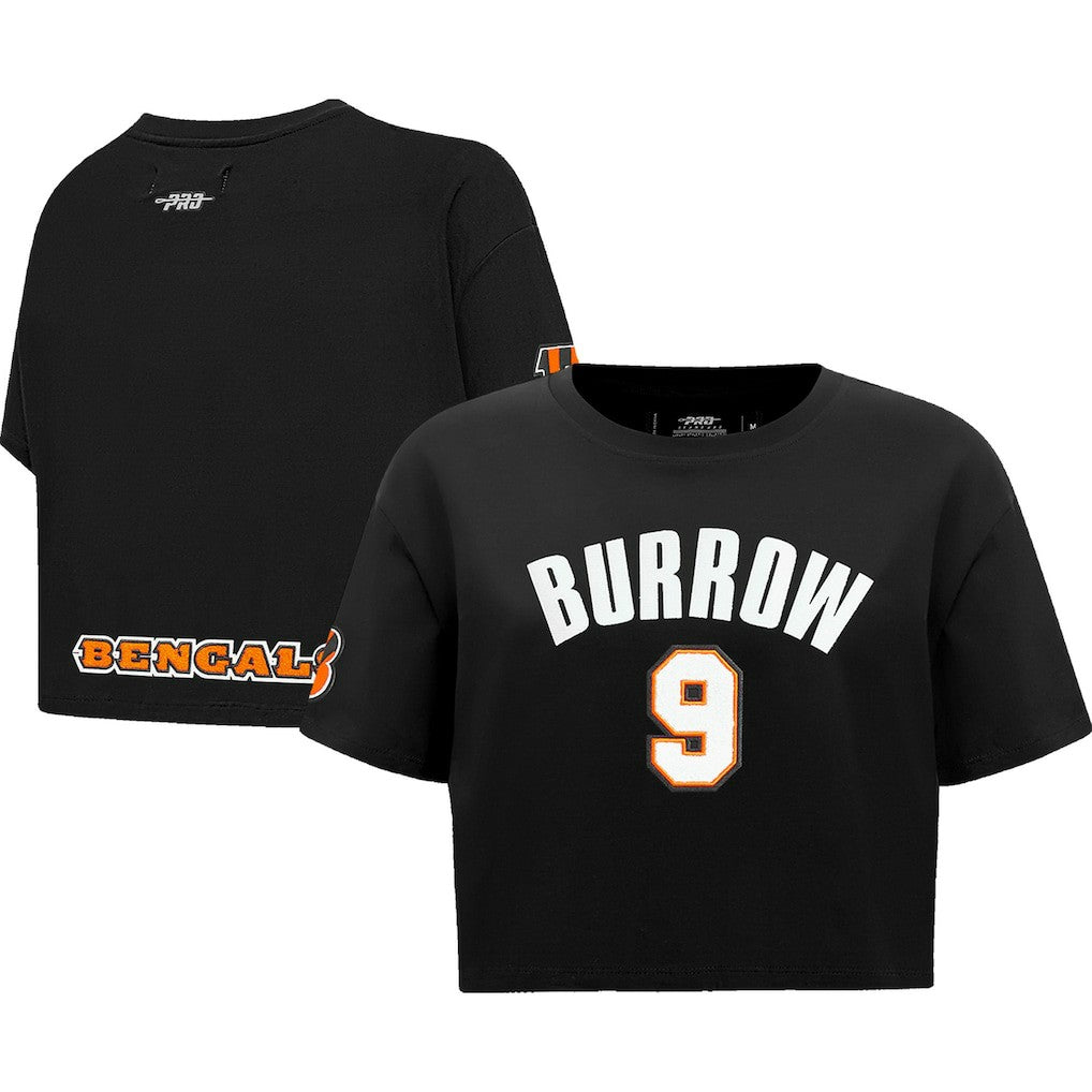 Joe Burrow Cincinnati Bengals Pro Standard Women's Player Name & Number Cropped Boxy T-Shirt - Black on sale