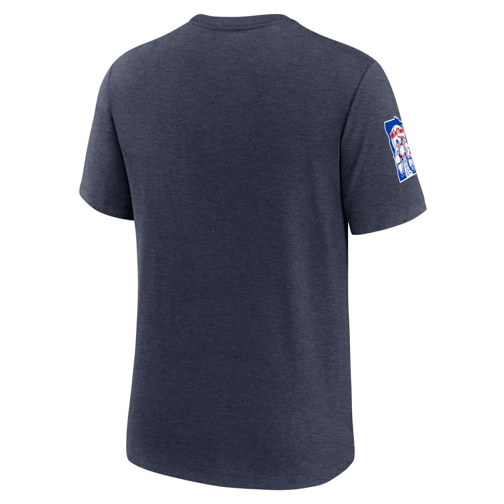 Minnesota Twins Cooperstown Collection Eras Tri-Blend T-Shirt - Heather Navy | Nike