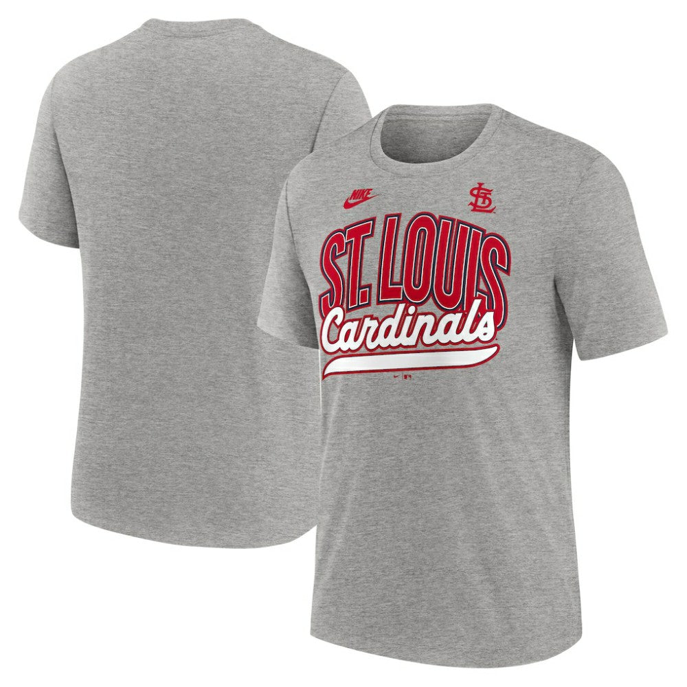 St. Louis Cardinals Cooperstown Collection Retro Tri-Blend T-Shirt - Heather Gray | Nike