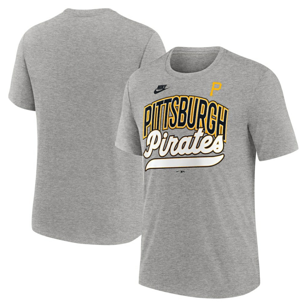 Pittsburgh Pirates Cooperstown Collection Retro Tri-Blend T-Shirt - Heather Gray | Nike