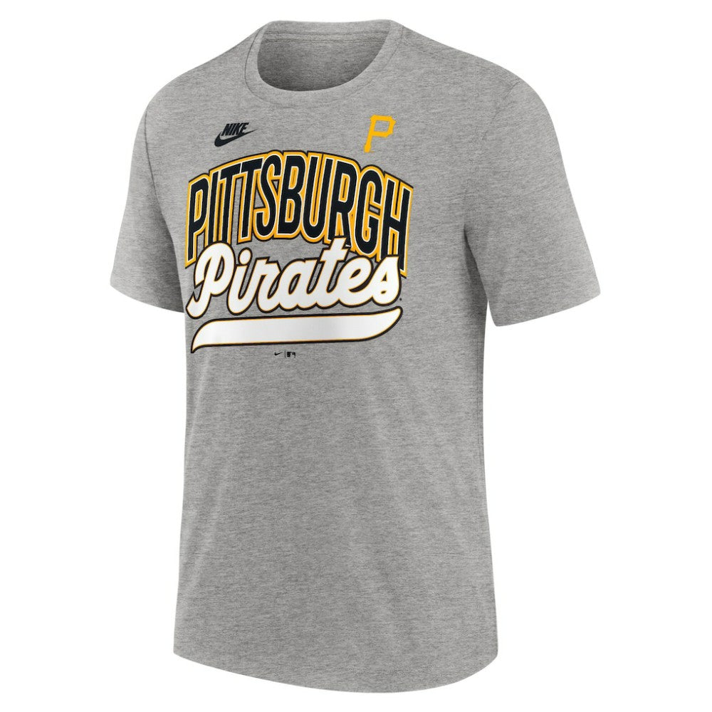 Pittsburgh Pirates Cooperstown Collection Retro Tri-Blend T-Shirt - Heather Gray | Nike