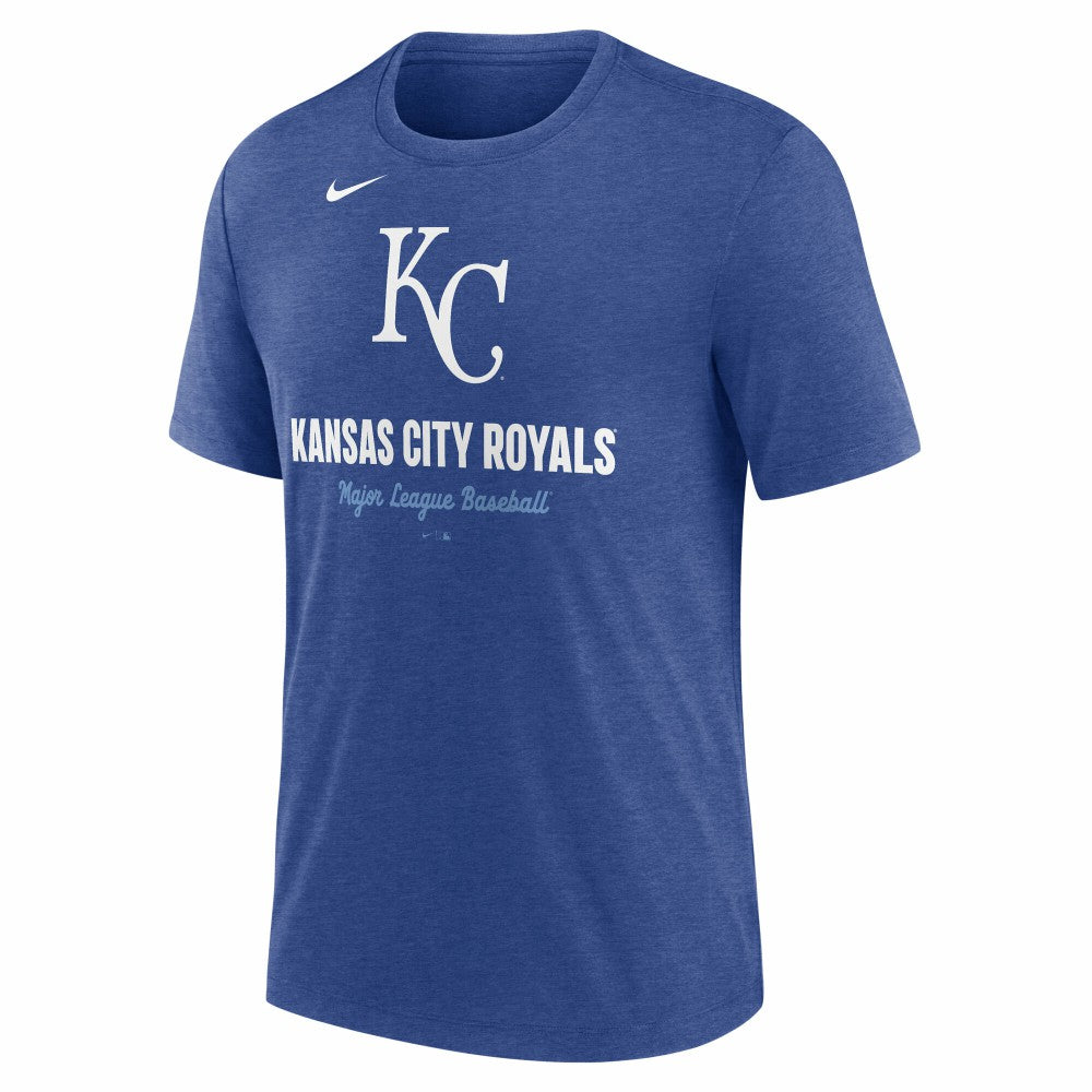 Kansas City Royals Logo Tri-Blend T-Shirt - Heather Royal | Nike
