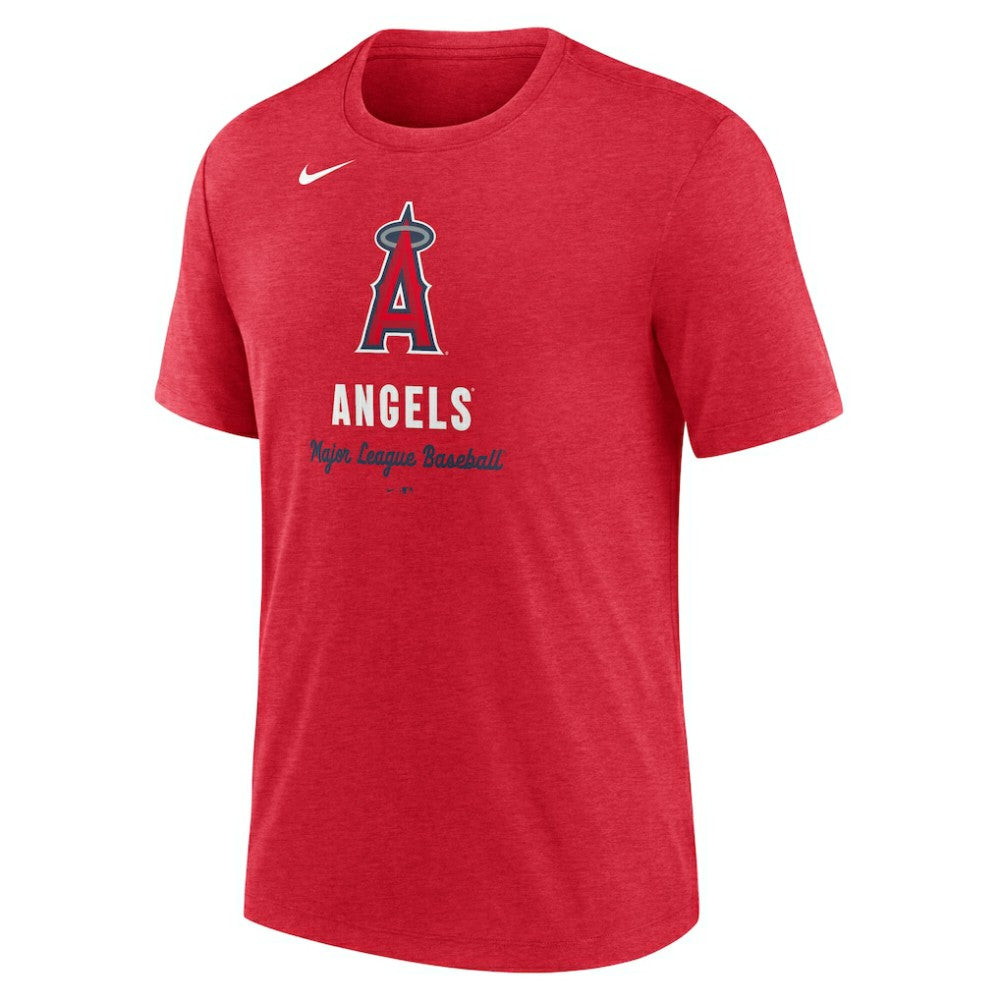 Los Angeles Angels Logo Tri-Blend T-Shirt - Heather Red | Nike