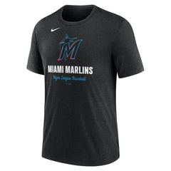 Miami Marlins Logo Tri-Blend T-Shirt - Heather Black | Nike