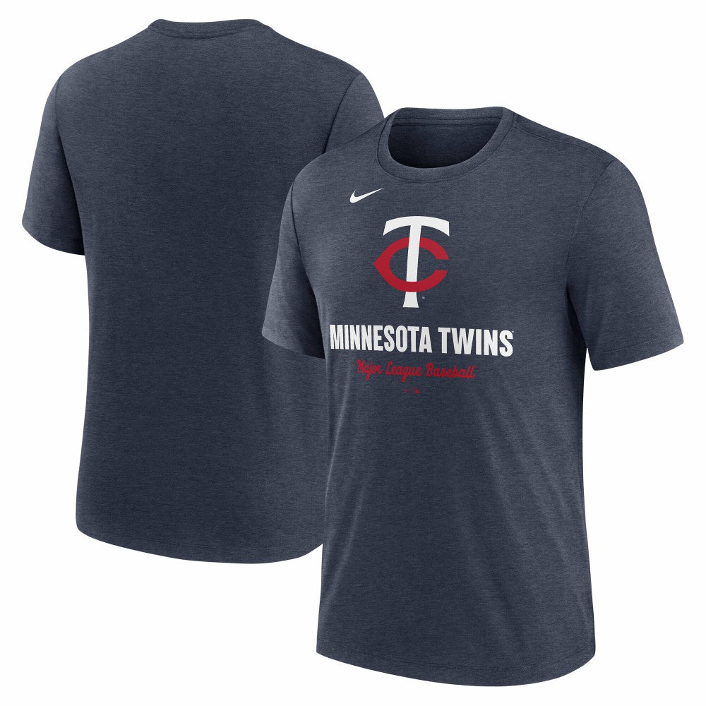 Minnesota Twins Logo Tri-Blend T-Shirt - Heather Navy | Nike