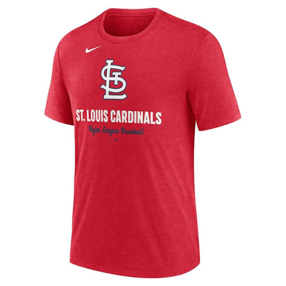 St. Louis Cardinals Logo Tri-Blend T-Shirt - Heather Red | Nike