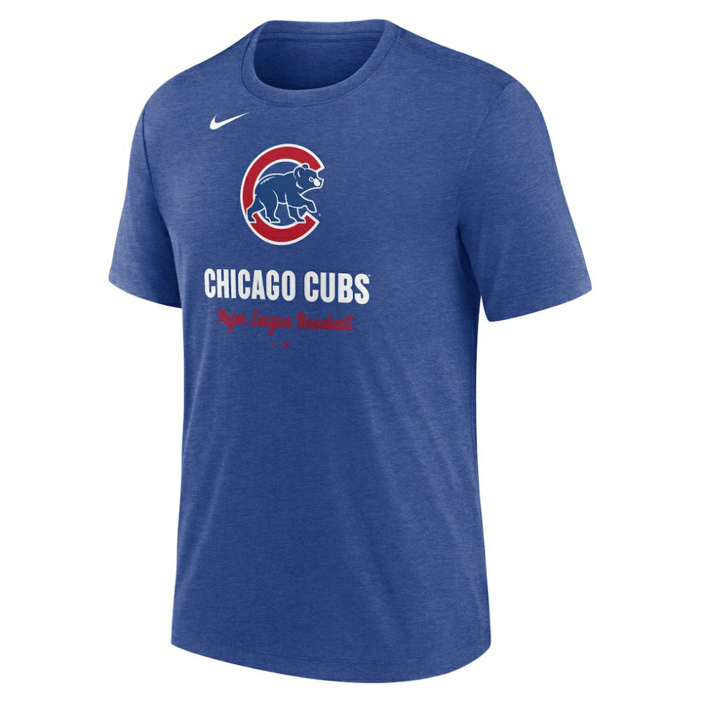 Chicago Cubs Logo Tri-Blend T-Shirt - Heather Royal | Nike