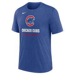 Chicago Cubs Logo Tri-Blend T-Shirt - Heather Royal | Nike