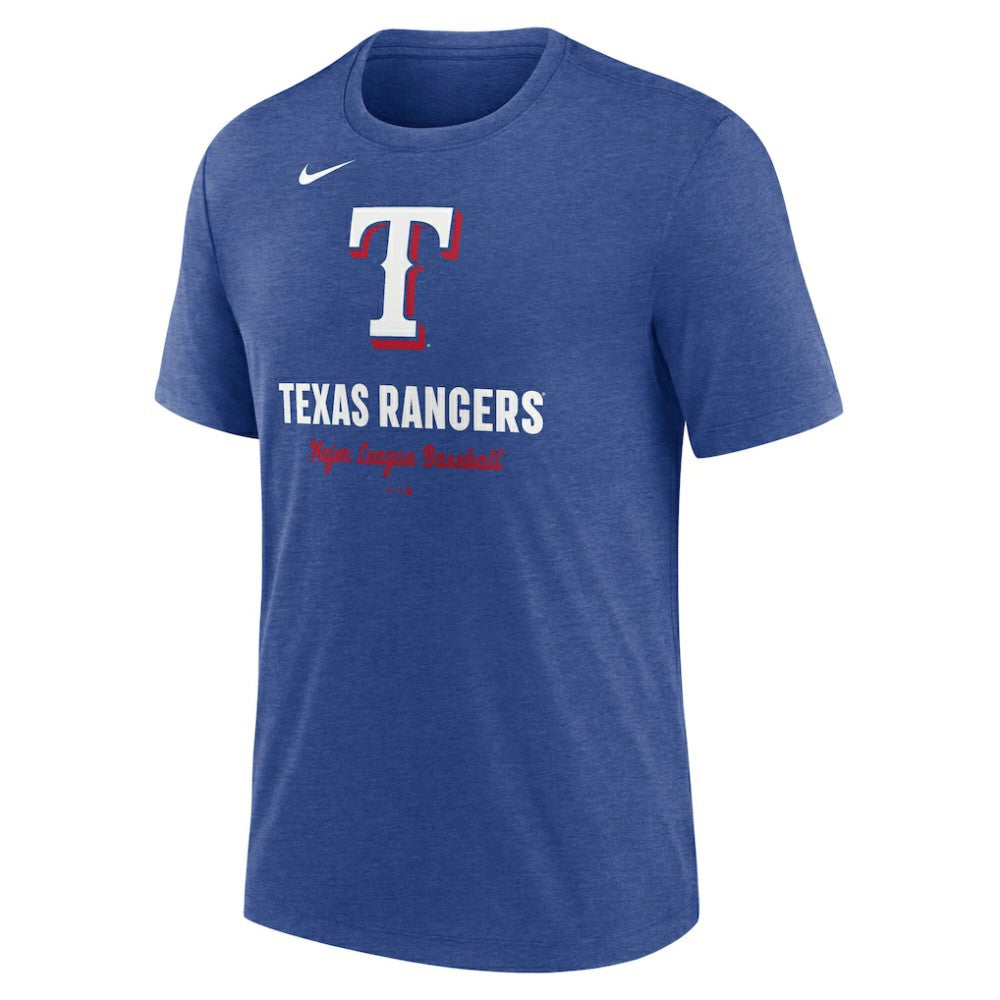 Texas Rangers Logo Tri-Blend T-Shirt - Heather Royal | Nike