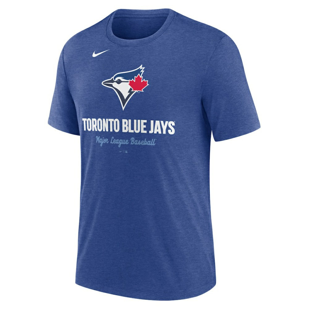 Toronto Blue Jays Logo Tri-Blend T-Shirt - Heather Royal | Nike