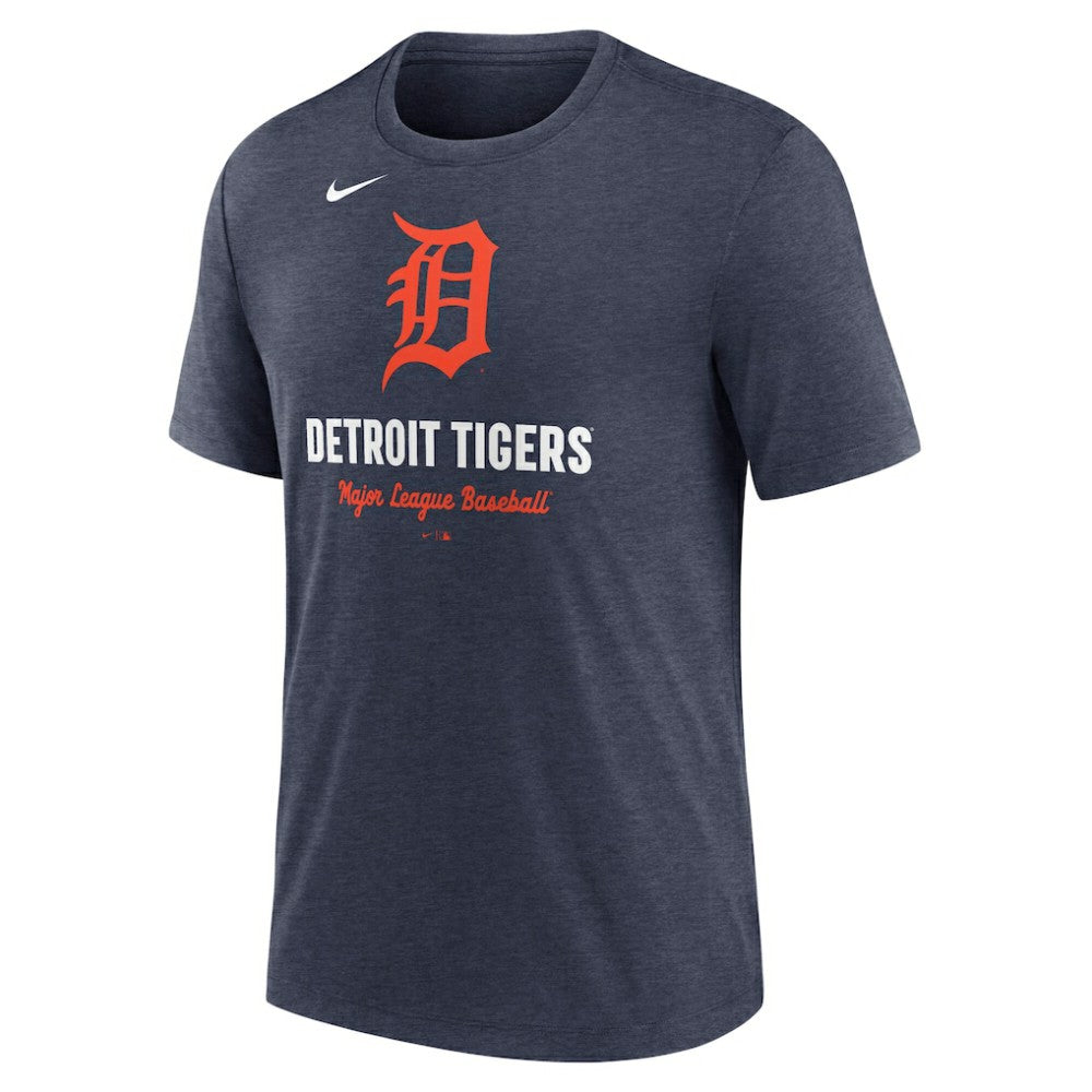 Detroit Tigers Logo Tri-Blend T-Shirt - Heather Navy | Nike