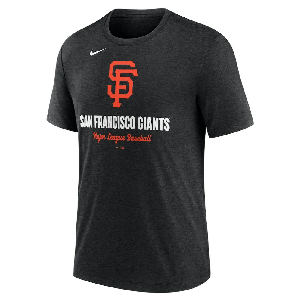 San Francisco Giants Logo Tri-Blend T-Shirt - Heather Black | Nike