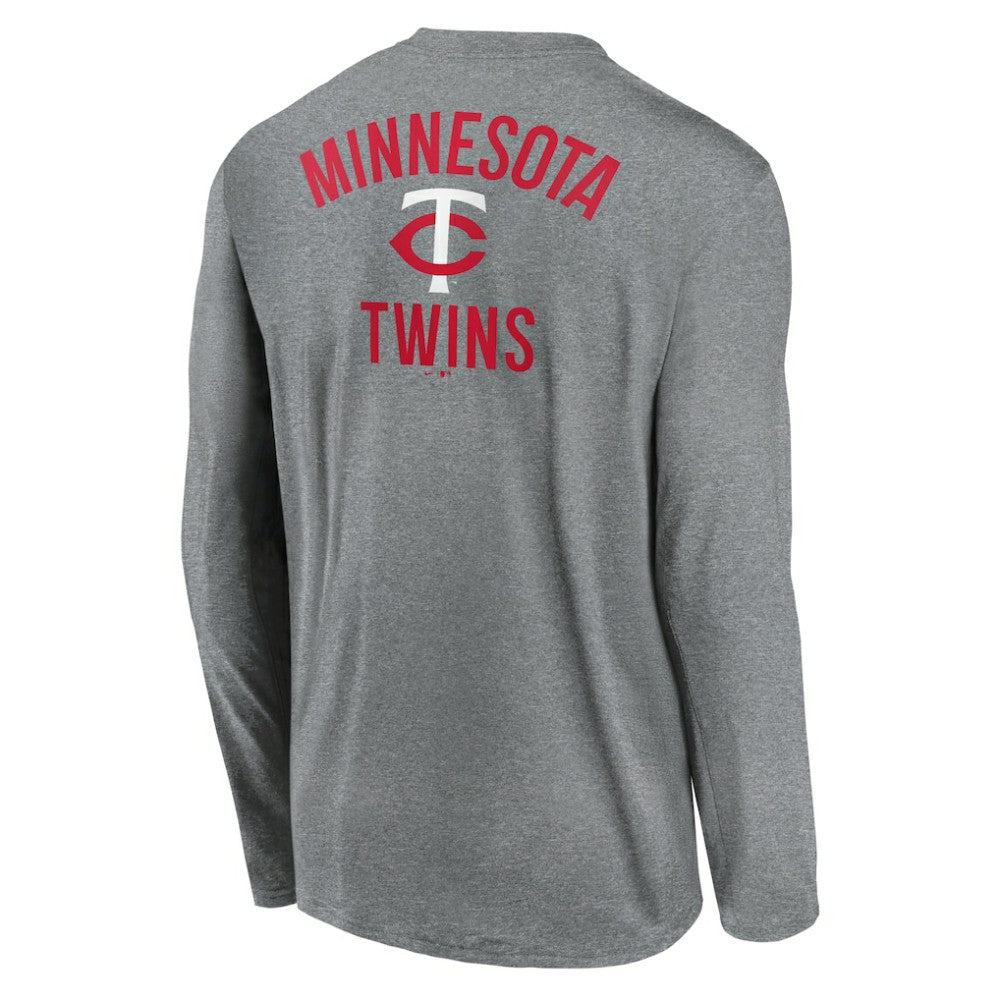 Minnesota Twins 2-Hit Legend Dri-FIT Long Sleeve T-Shirt - Heather Charcoal | Nike