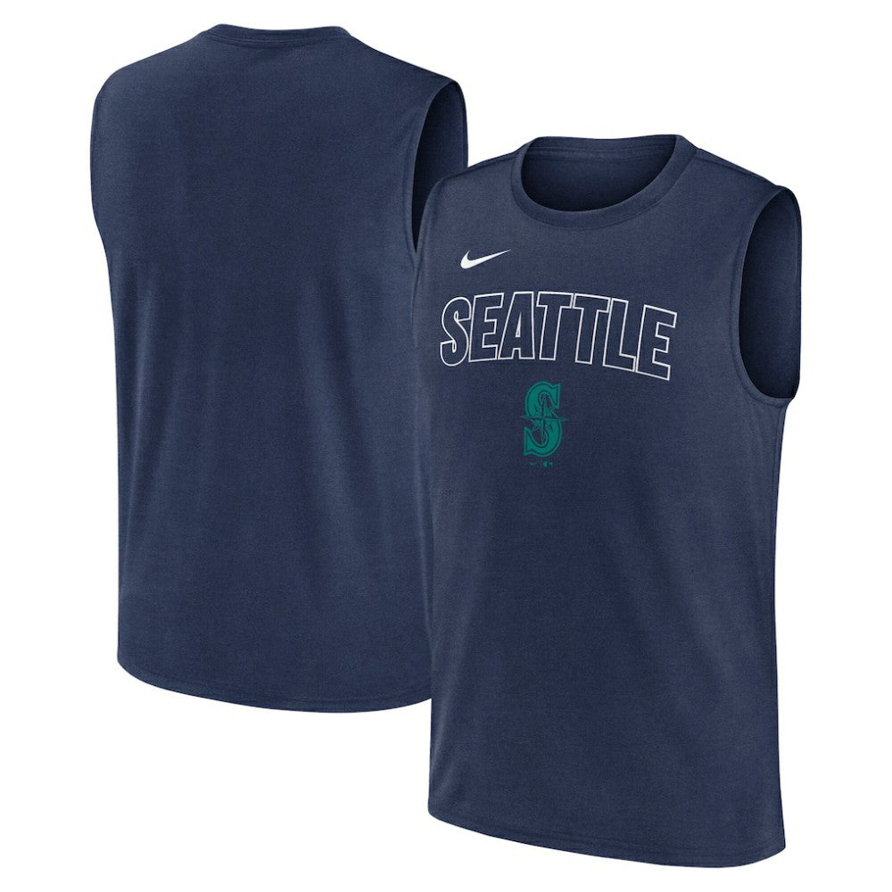 Seattle Mariners Knockout Dri-FIT Muscle Tank Top - Navy | Nike