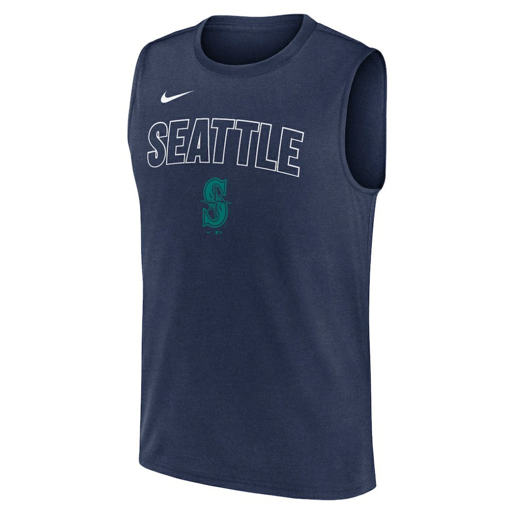 Seattle Mariners Knockout Dri-FIT Muscle Tank Top - Navy | Nike