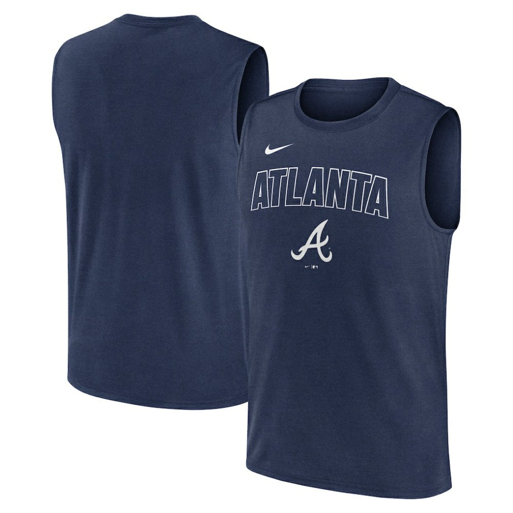 Atlanta Braves Knockout Dri-FIT Muscle Tank Top - Navy | Nike