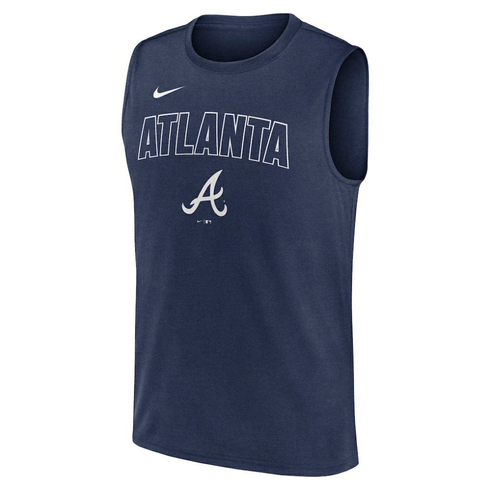 Atlanta Braves Knockout Dri-FIT Muscle Tank Top - Navy | Nike