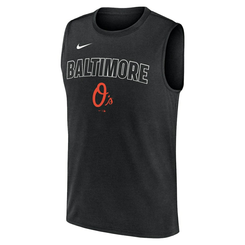 Baltimore Orioles Knockout Dri-FIT Muscle Tank Top - Black | Nike