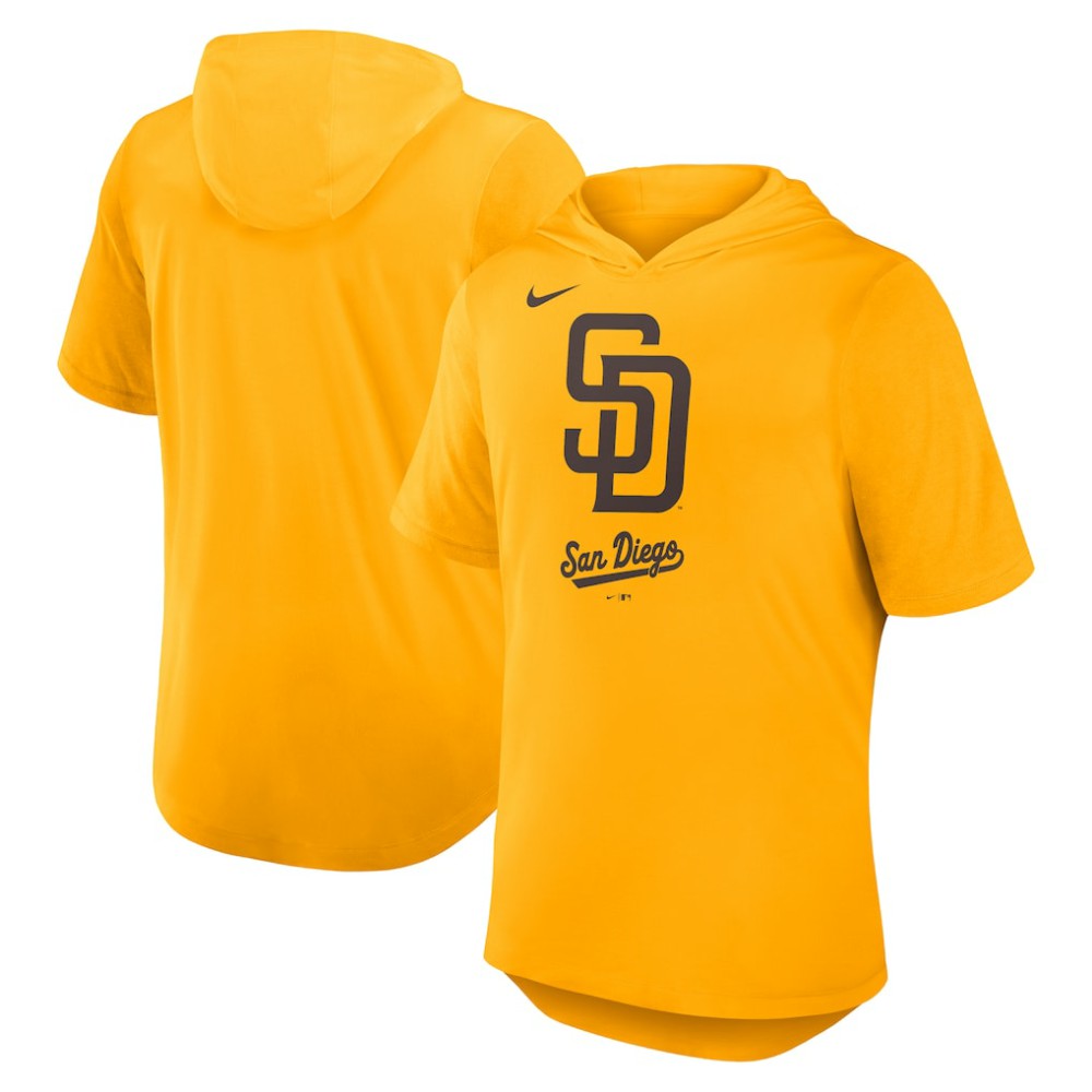 San Diego Padres Tri-Blend Hoodie T-Shirt - Gold | Nike