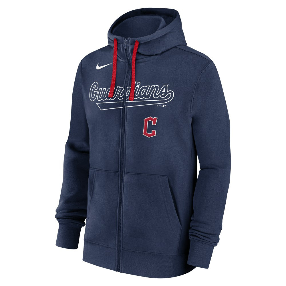 Cleveland Guardians Knockout Script Full-Zip Hoodie - Navy | Nike