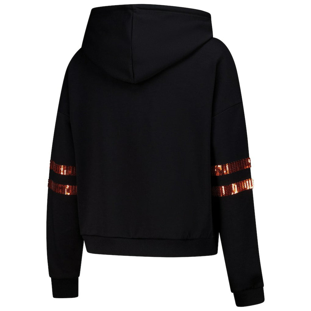 Cincinnati Bengals Cuce Women's Cropped Sequins Pullover Hoodie - Black sale